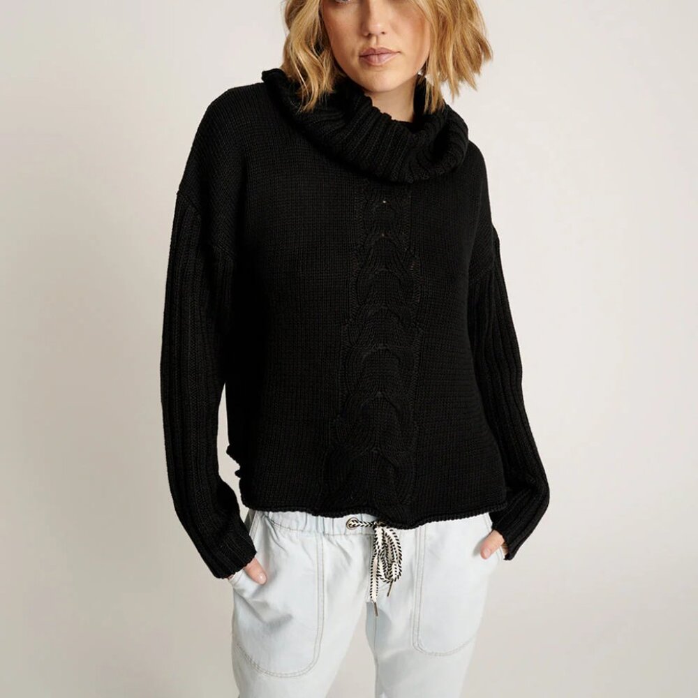 One Teaspoon Classic Chunky Roll Neck Knit Sweater Black NWT XS & Large